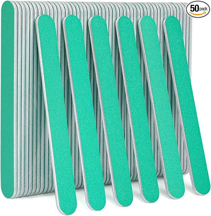 GazePlus Nail File, 50 PCS Fingernail Files 7" Long 80/80 Grit Emery Boards for Nails - Professional Nail Files Washable for Acrylic, Gel, Dip Powder, and Poly Gel Nail - Coarse Rough Grit