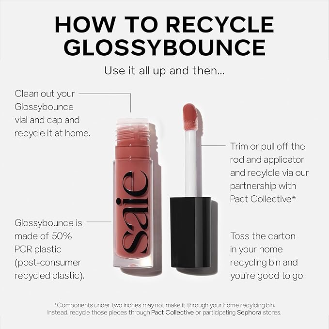Saie Glossybounce - Hydrating Lip Gloss and Tinted Lip Oil Hybrid with Hyaluronic Acid & Jojoba Oil for Non-Sticky, Ultra-Shiny, Plump & Soft Lips - Everyday Makeup Essential - Dip (.17 oz)