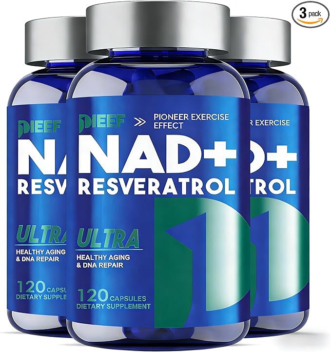 Nicotinamide Adenine Dinucleotide Supplement 1500mg with Resveratrol, 360 Capsules NMN Alternative for Cellular Energy, Anti-Aging & Antioxidant Support, Vegan & Non-GMO Formula, 3Pack