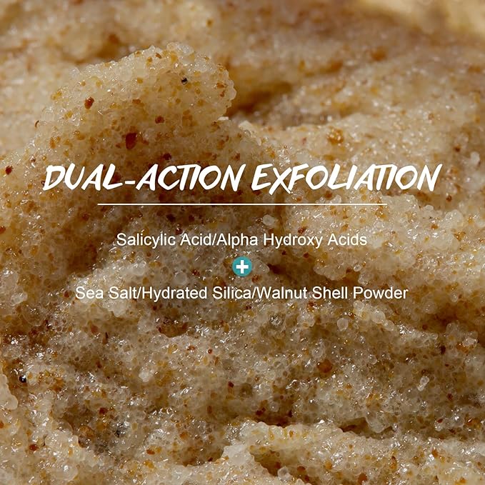 Men Body Scrub with Tea Tree Oil Exfoliating Body Scrub for Men Improve Odor Smooth Rough Skin Body Exfoliator Scrub for Back Chest Shoulders Butt Legs Mens Exfoliating Body Wash with 2% BHA 10% AHA