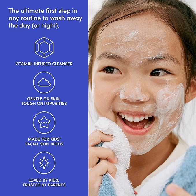Evereden Kids Face Wash - 3.4 fl oz, Gentle Skin Care, Fresh Pomelo Scent, Gentle Foaming Cleanser, Non-Toxic and Hypoallergenic