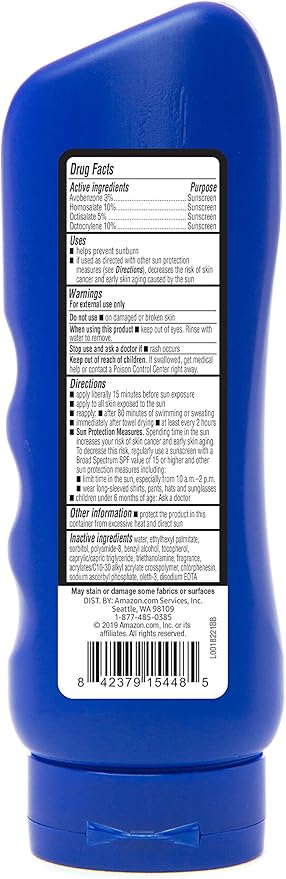 Amazon Brand - Solimo Sunscreen Lotion, SPF 30, Broad Spectrum | Reef Friendly | Octinoxate Free | Oxybenzone Free | 8 fl oz Pack of 2