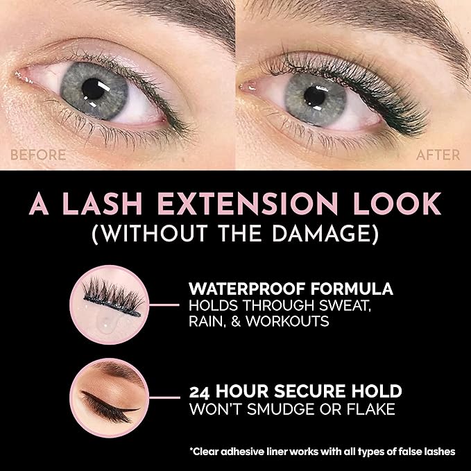 Luxillia Magnetic Eyelashes Kit – 8 Piece (Clear & Black) Magnetic Eyelash & Eyeliner Set with Applicator – Natural Look Easy Apply Reusable Fake Extension Lashes, No Glue Magnéticas Naturales