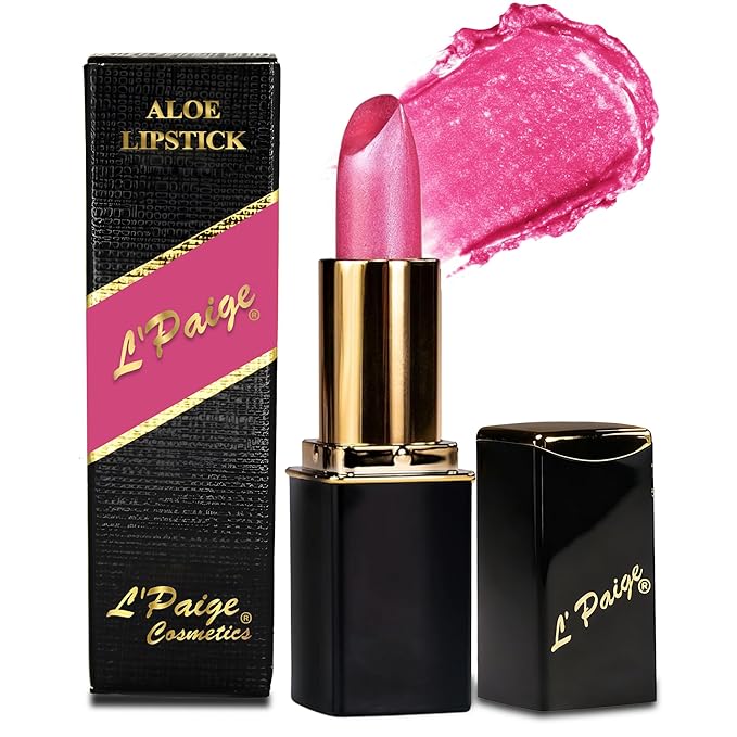L’Paige Designer Lipstick – Frosted Amethyst Sheen in Cool Berry Pink, with Aloe Vera-Based, Long-Lasting, Moisturizing Formula for Smooth, Soft, Hydrated Lips – Ideal for All-Day Wear, Shade L53