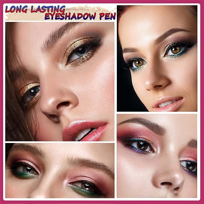 Evergreen Eyeshadow Stick Makeup, Highlighter Matte Cream Eye Shadow Pencil, Waterproof Hypoallergenic Long Lasting Crayon, Glitter Primer Palette Shimmer Eyeliner Pen wiht Soft Brush