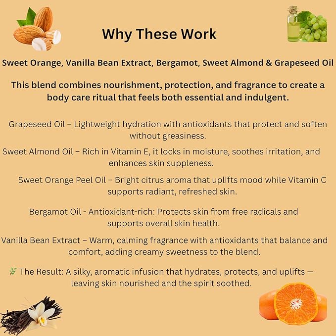 AIYE Essentials Body Oil with Orange, Vanilla and Bergamot, 100% Pure Essential Oils, Nourish and Moisture, 4 fl oz, 118 ml