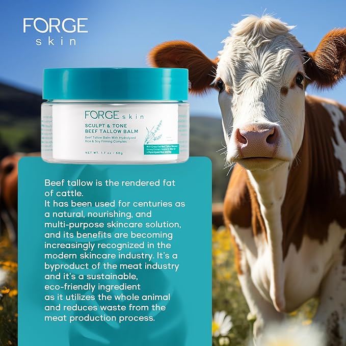 Forge Skin Original Sculpt & Tone Balm Beef Tallow for Skin Women |Grass Fed Beef Tallow and Honey Balm for Face | Under Eye Firming Cream Tightening Lifting Sagging Skin Beef Tallow Moisturizer