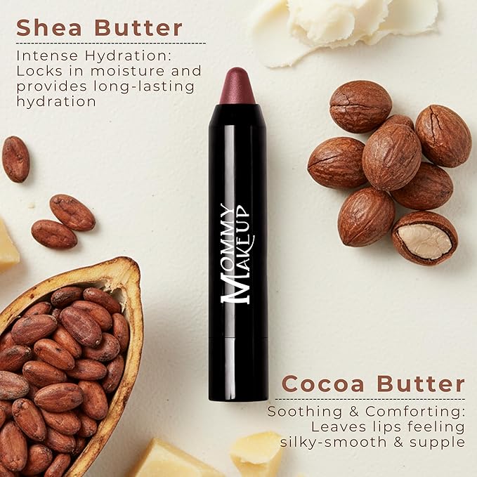 Mommy Makeup Triple Sticks Lipstick, Cream Blush & Treatment All-In-One with Shea & Cocoa Butter - Soft & Creamy Moisturizing Lip Crayon For Lips & Cheeks (Gigi)