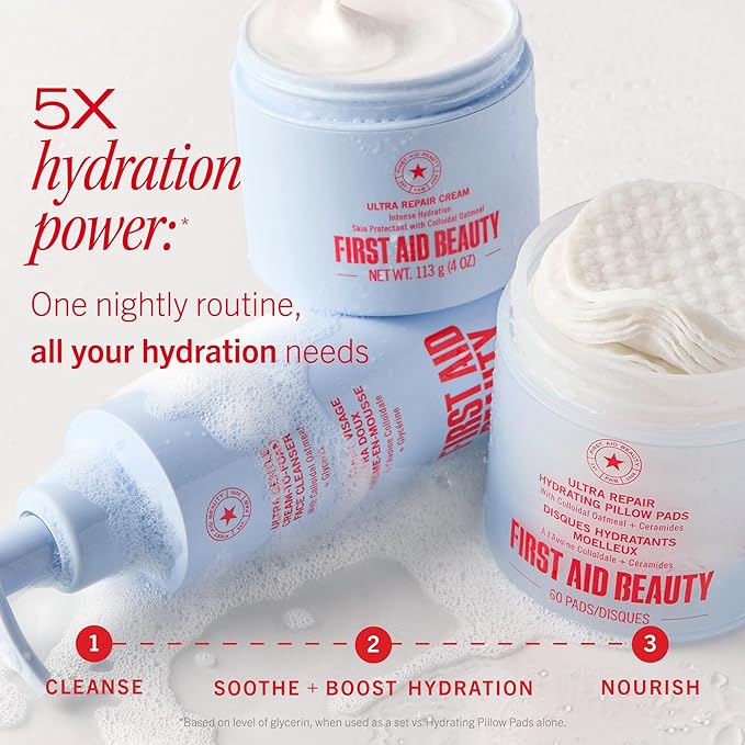 First Aid Beauty Ultra Gentle Cream-to-Foam Facial Cleanser – Makeup Removing Face Cleanser - Face Wash with Colloidal Oatmeal & Glycerin, for Sensitive, Acne & Blemish-Prone Skin, 2 oz
