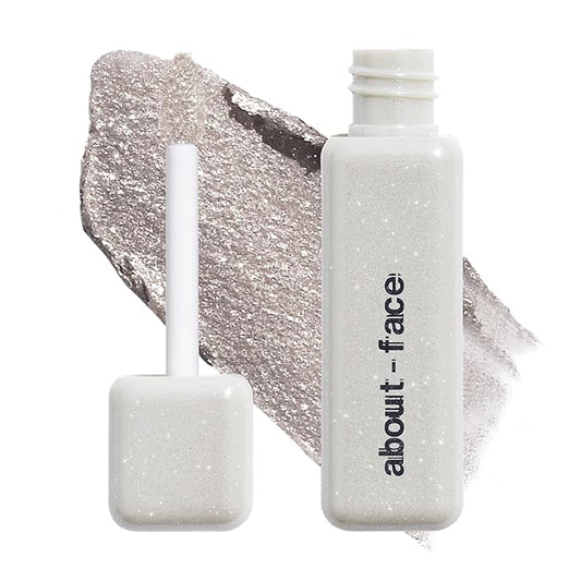 aboutface Fractal Glitter Eye Paint Refract – Smudge-Proof, Long-Lasting Liquid Eyeshadow – Intense Sparkle with Mousse Texture – Vegan, Cruelty-Free – 0.13oz (Soft Silver)