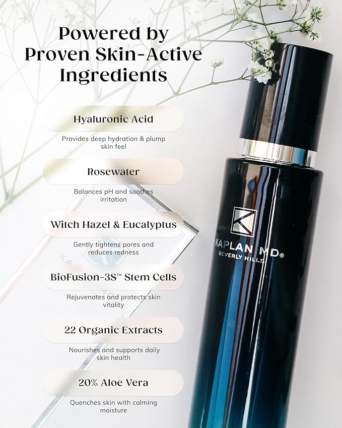 Kaplan MD Clarifying Toner – Hydrating Face Mist with Hyaluronic Acid, Rosewater Face Mist Hydrating Spray & Witch Hazel – Facial Toner Spray for Pore Refining, pH Balance & All Skin Types – 3.4 fl oz