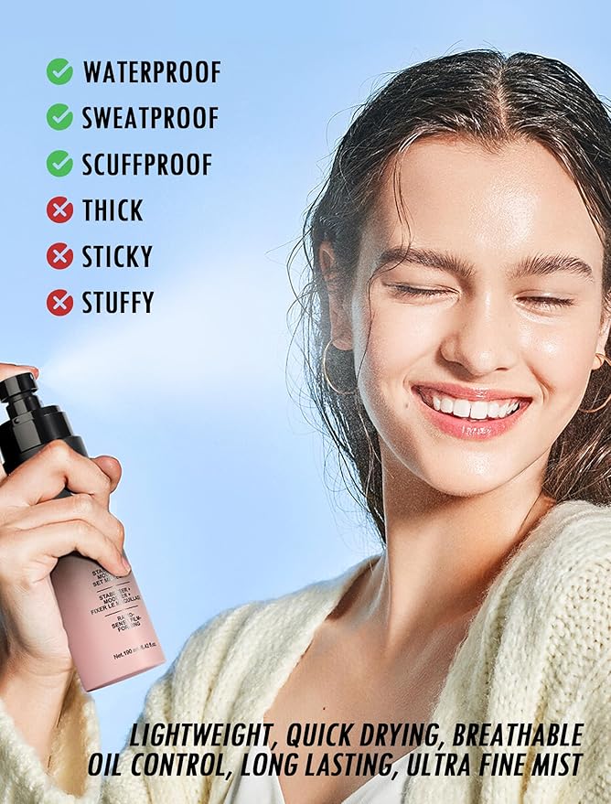 Anglicolor Matte Setting Spray for Makeup, Finishing Spray Long Lasting Face Mist, Oil Control Lightweight Hydrating Semi Matte Finish, Ultra Fine Face Mist 16HR Wear, 6.42 Fl. Oz Large Size