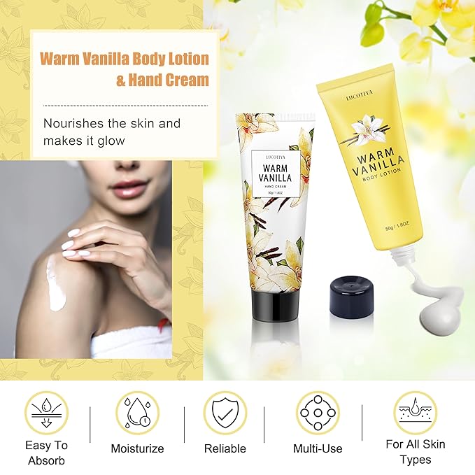 Gifts for Women,Bath and Body Gift 10 pcs Warm Vanilla Self Care Set for Friends,Her,Bestie,Mom,Wife Christmas Birthday Gifts