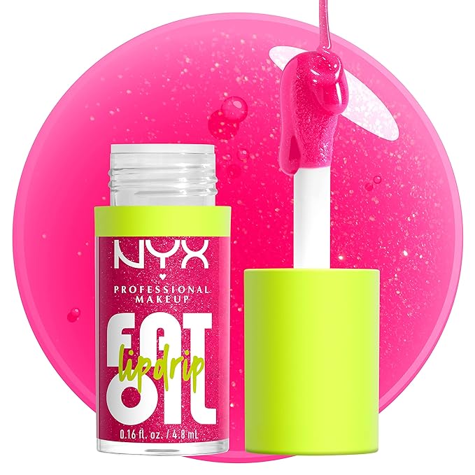 NYX PROFESSIONAL MAKEUP Fat Oil Lip Drip, Moisturizing Lip Oil Gloss, Vegan Tinted Formula, Up to 12 HR Hydration - Supermodel (Shimmering Magenta)