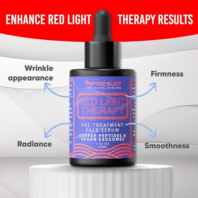 Copper Peptide Red Light Activation Serum – Exosome-Enhanced Peptide Formula that Helps Visibly Smooth Wrinkles and Improve Firm, Youthful-Looking Skin with Enhanced Delivery - 1 oz.