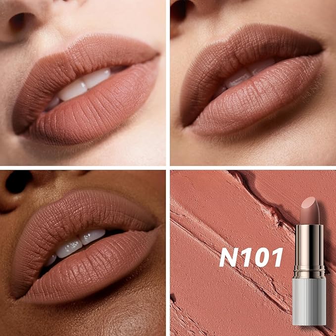 MAANGE Lipstick, Matte Lipstick Long Lasting Transfer-Proof Waterproof & Hydrating Lip Makeup, Full Coverage for a Nourishing Pout,1 Count-N101