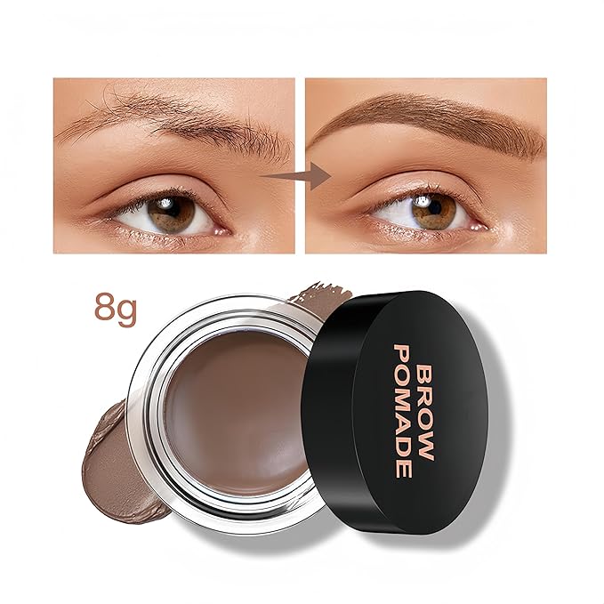 MAEPEOR Eyebrow Pomade 6 Colors Matte Smooth Full-pigmented Brow Pomade Long Lasting Waterproof Natural Brow Gel for All Skin Types and Tones (Matte, 01 Dark Brown)
