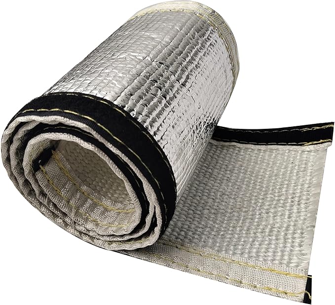 Heat Shroud 5/8" ID 3.2 ft Aluminized Sleeving Lightweight Aluminum Fiberglass Insulated Shield Sleeve for 5/8 OD Braided Hoses, Fuel Lines, Cables or Electrical Wiring Ultimate Heat Protection