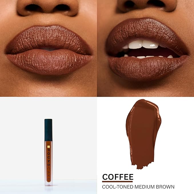 POUND CAKE Cake Batter Liquid Lipstick Duo | Long-Lasting, Semi-Matte Liquid Lipsticks with Avocado Oil | Hydrating, High-Pigment Lip Stain for All Skin Tones – 0.13 oz Each, Shades: Coffee & Red Velv