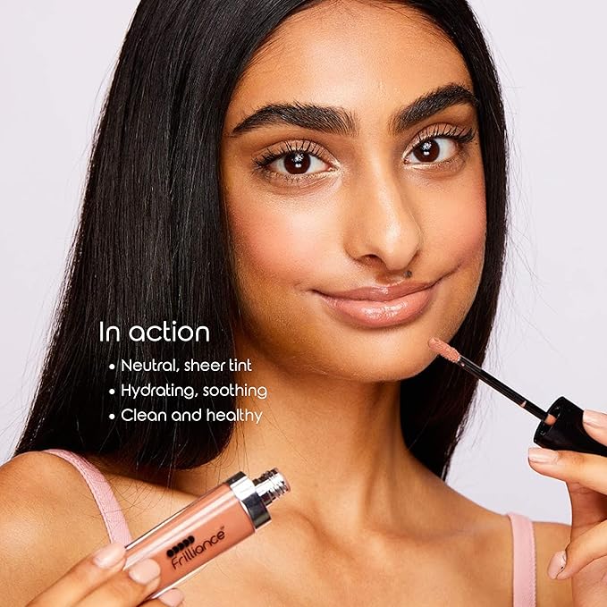 Frilliance Moisturizing Natural Lip Gloss, Neutral Bliss Color, Vegan Cruelty Free Hypoallergenic for Teens of All Skin Types, 8 ml / .28 fl oz