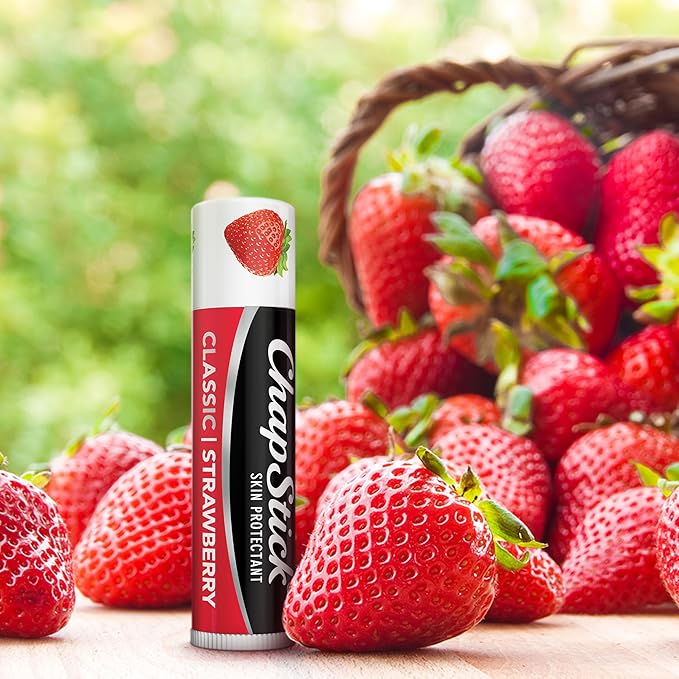 ChapStick Classic Strawberry Lip Balm Tubes, Lip Care and Lip Moisturizer - 0.15 Oz (Pack of 12)
