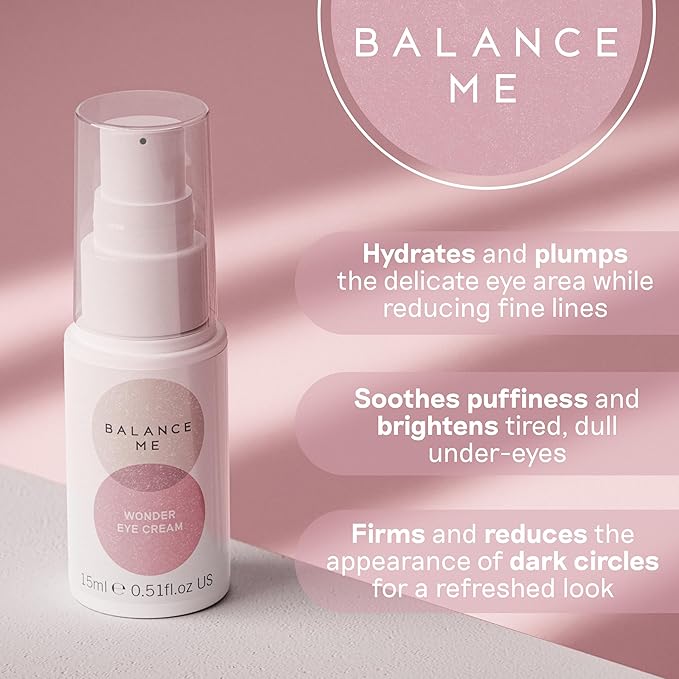 Balance Me Wonder Eye Cream, Dark Circles & Puffy Eyes Treatment with Hyaluronic Acid, Witch Hazel & Cucumber Oil, Anti-Aging, Anti-Wrinkle Eye Cream, (1 x 0.5 fl oz)