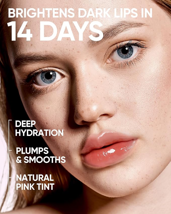 SKINTIFIC Peptide Brightening Lip Serum, Hydrating & Plumping Tinted Lip Gloss, Moisturizing Lip Balm with Polypeptides & Squalane for Glossy Sheer, Smooth Lips (04 Pink Berry)