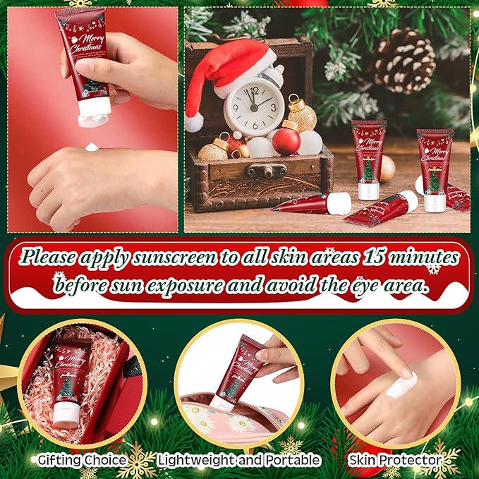 24 Pcs Mini Sunscreen Bulk for Christmas Party SPF 30 Water Resistant Sunscreen Lotion Bulk 1oz Travel Size for Thank You Gifts Christmas Party Supplies