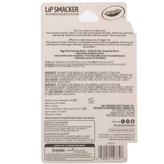 Lip Smacker Crayola Crayon Stackable Flavored Clear Balm Pink - Moisturizing, Soothing (Pack of 2)