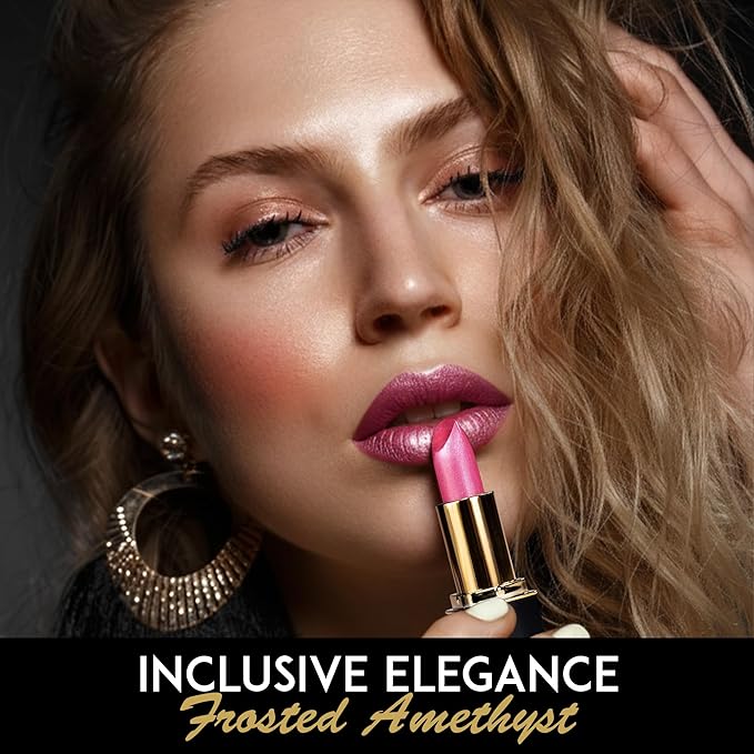 L’Paige Designer Lipstick – Frosted Amethyst Sheen in Cool Berry Pink, with Aloe Vera-Based, Long-Lasting, Moisturizing Formula for Smooth, Soft, Hydrated Lips – Ideal for All-Day Wear, Shade L53