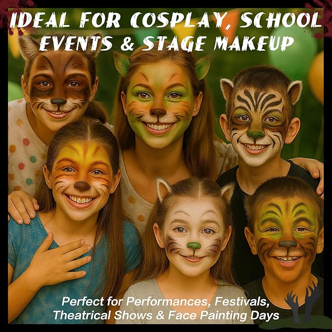 BOBISUKA Brown Face & Body Paint Stick Water-Based Washable Face Paint Makeup Stick for Halloween Skeleton, Skull, Devil, Demon, Fox, Hunting, Camo, Cosplay, SFX, Sports Eye Black & Costume Party