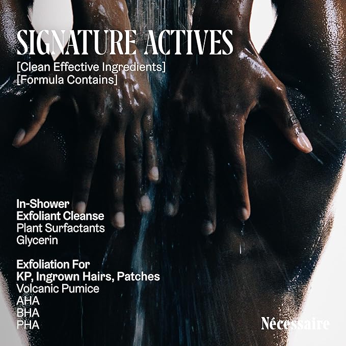 Nécessaire The Body Exfoliator. Eucalyptus. AHA/BHA/PHA. Resurface Skin. Smooth KP and Rough Patches. Hypoallergenic. Dermatologist-Tested. 180 ml / 6.1 fl oz