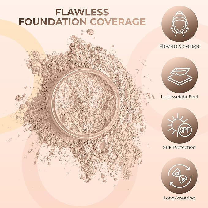 LIGHT FOUNDATION (5g Sample Size Jar) – Matte Mineral Makeup Loose Powder for Natural Buildable Coverage – Lightweight Long Wear Formula by Sweet Face Minerals SPF 30