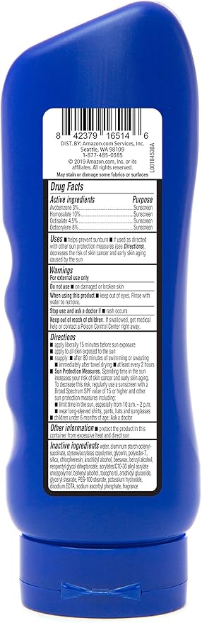 Amazon Basics Sport Sunscreen Lotion SPF 50, Water Resistant (80min), Formulated without Octinoxate & Oxybenzone, Broad Spectrum UVA/UVB Protection, Unscented, 8 fl oz, 6-Pack