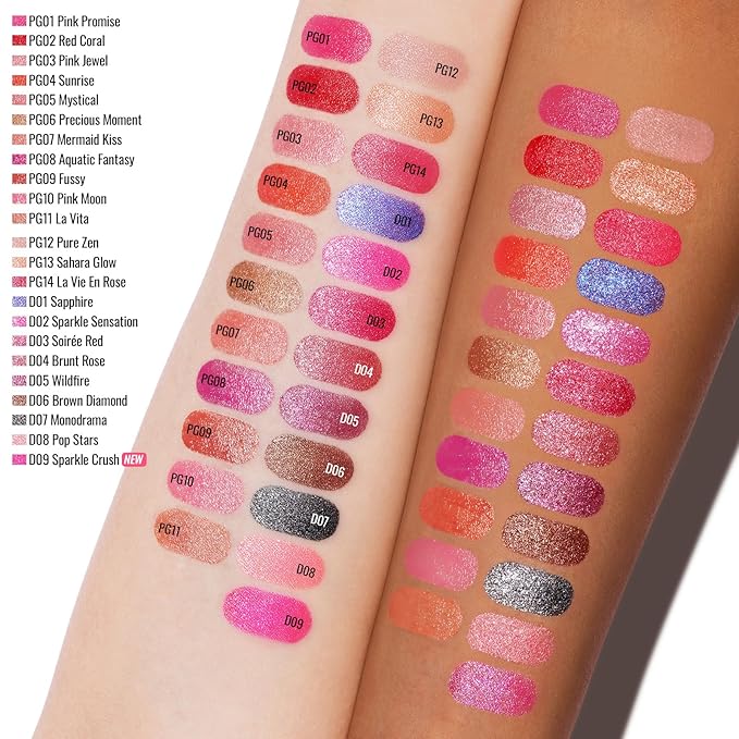 Oulac Pink Shimmer Lipstick for Women, Infinity High Shine Finish, Hydrating Lip Color Infused with Damask Rose Oil for All-Day Comfort, Gluten-Free Vegan Beauty, D02 Sparkle Sensation