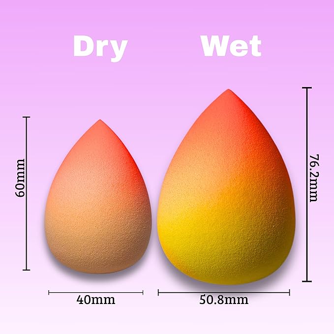 Premium Gradient Makeup Sponge Set – 2 Soft Latex-Free Sponges for Foundation, Concealer & Powder – Reusable, Expands When Wet
