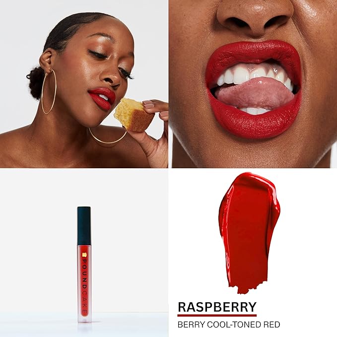 POUND CAKE Cake Batter Liquid Lipstick Trio | Long-Lasting, Semi-Matte Liquid Lipsticks with Avocado Oil | Hydrating, High-Pigment Lip Stain for All Skin Tones – 0.13 oz Each, Shades: Red Bean, Strawb