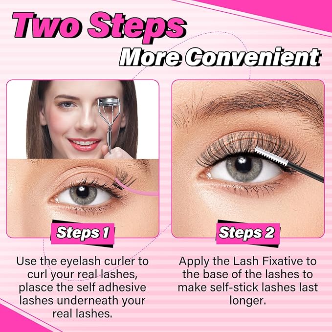 PRO Self Adhesive Eyelashes Kit Press On Lashes 120pcs Lash Clusters Lash Fixative Lash Remover Lash Applicator Eyelash Extension Kit Easy To Apply At Home Lash Extension Kit (Begonia,D-10-18mix Kit)