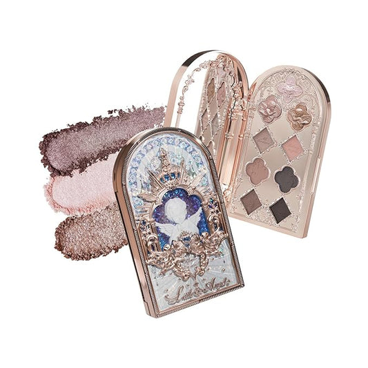 Flower Knows Little Angel 9-Color Eyeshadow Palette,Pink Beige Makeup Palette with 6 Matte + 3 Shimmer Shades,Blendable Smooth Cute Eye Makeup,0.37 Oz(01 Eden's Angel)