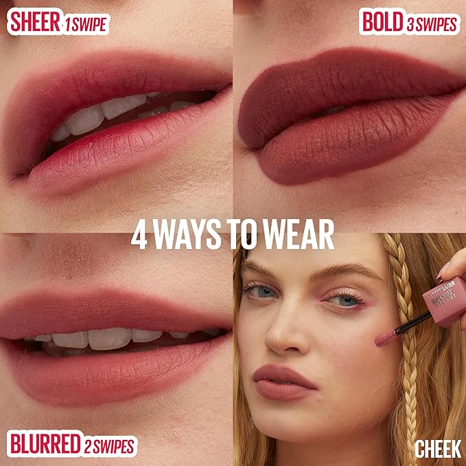 MAYBELLINE Super Stay Teddy Lip Tint, Long Lasting Matte Lipstick For Up To 12HR Wear, Wild At Heart, 1 Count
