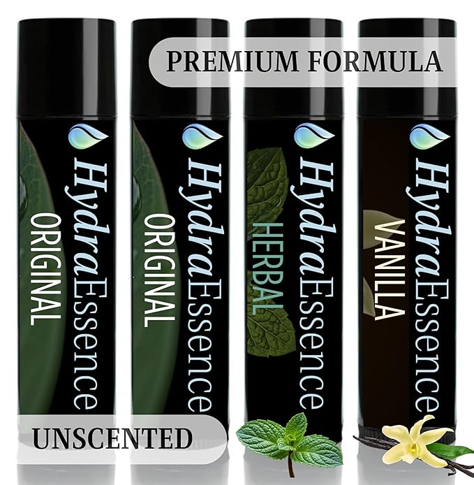 Pure Essentials Lip Balm 4-Pack | 7 Natural Ingredients | Beeswax Sunflower Oil Shea Butter | Moisturizing Lip Care for Dry Cracked Lips | Original Vanilla Mint