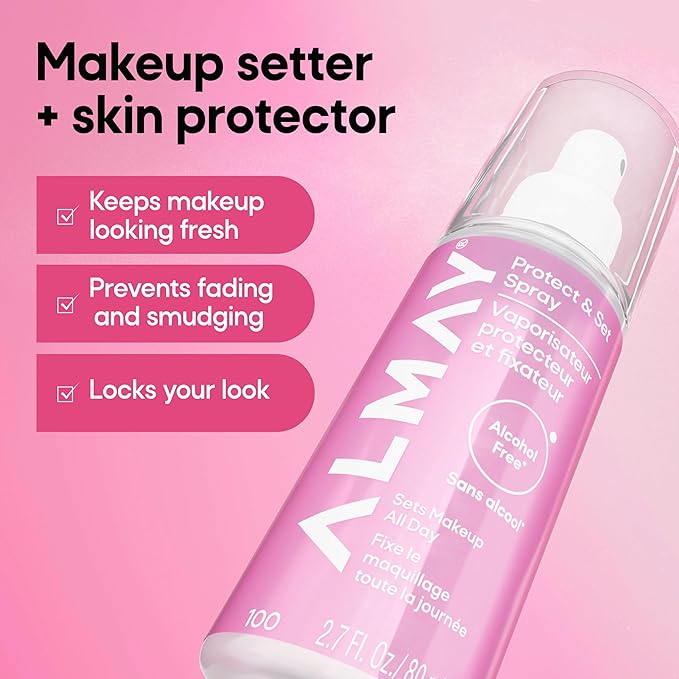 Almay Protect & Set Spray, Hydrating Makeup Setting Spray, Vegan Face Mist, 100, 2.7 fl oz