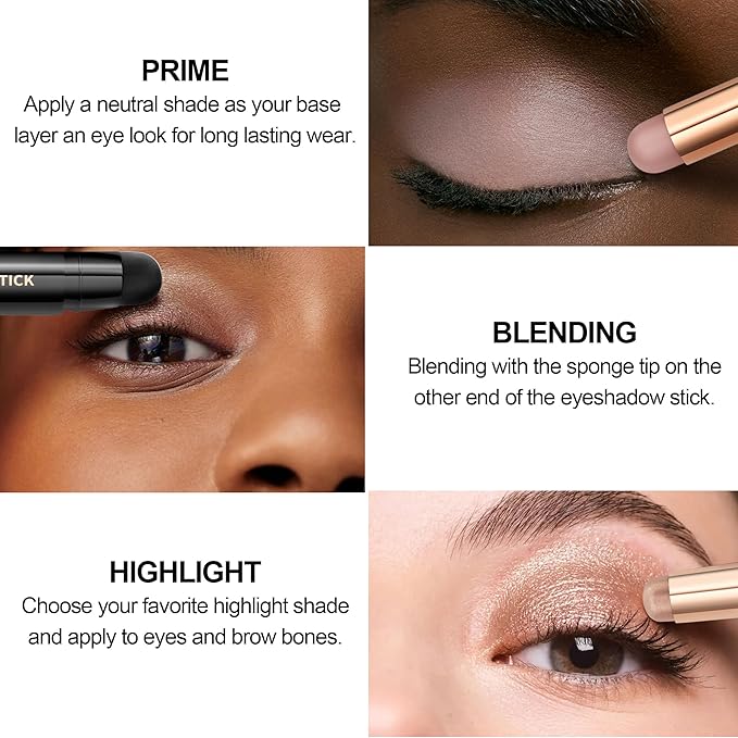 FV Long Lasting Cream Eyeshadow Stick, Waterproof & High Pigmented Eye Shadow Sticks Duo with Blending Sponge, Crease-Proof & Natural Finish Eyeshadow Pencil, Sand Matte