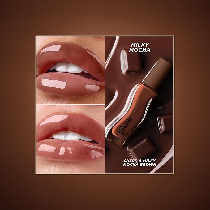 Gisou Honey Infused Hydrating Lip Oil, Nourishing Lip Moisturizer for Dry Lips (Milky Mocha)