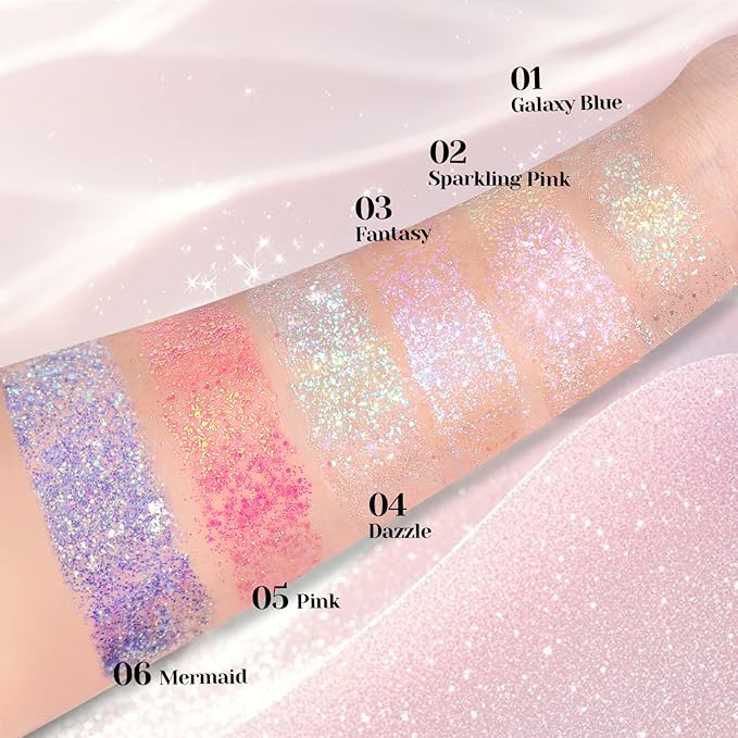 DAGEDA 50ml Roll-on Body Glitter,Holographic Eye Face Hair Glitter Gel for Festival Outfit Mermaid Accessories,Chameleon Color Body Shimmer Makeup Rave Outfits Accessories for Women (Mermaid)