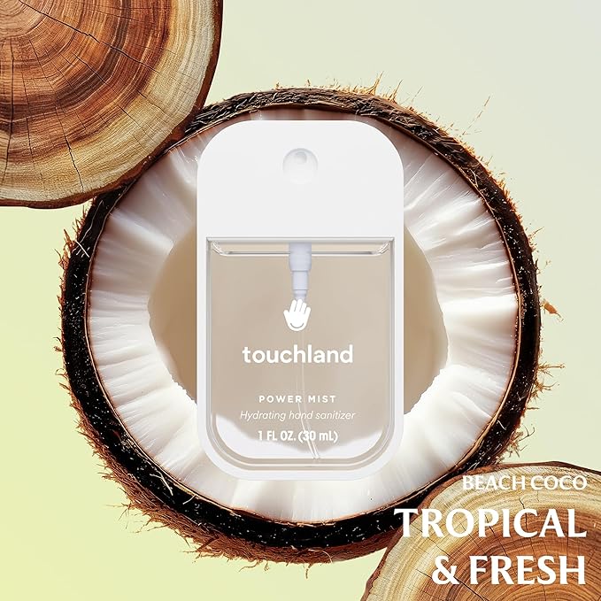 Touchland Hydrating Hand Sanitizer Spray, DREAM 5 Set (Watermelon, Berry, Beach Coco, Sandalwood, Icy White Hand Mist Case), 1 FL. OZ. Travel Size Power Mist Sprays with Case
