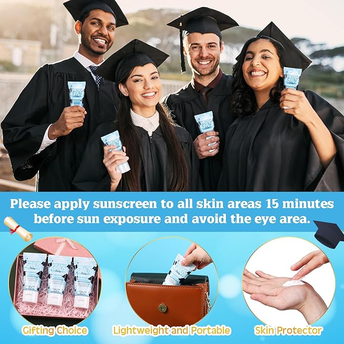 24 Pcs Mini Sunscreen Bulk for Summer Wedding Party Spf 30 Water Resistant Sunscreen Lotion Bulk 1oz Travel Size for Thank You Gifts Wedding Party Supplies (White Cream,Graduation)