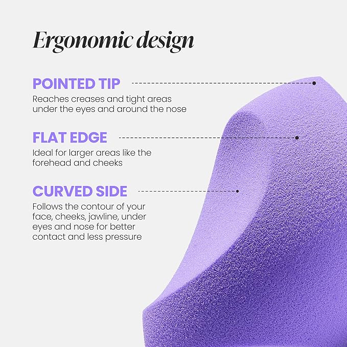 Wonderskin Curve Blender - Patent-Pending Makeup Sponge with Ergonomic Design for Seamless Blending & Contouring – For Foundation, Creams & Powders