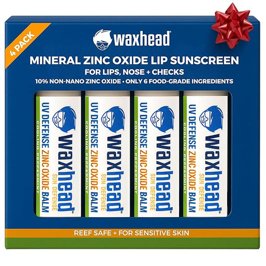 Waxhead Zinc Oxide Lip Balm – SPF Mineral Lip Sunscreen Chapstick for Kids and Adults, Non Nano Zinc Lip Balm for Sensitive Skin, Reef Safe (Mint 4 Pack)