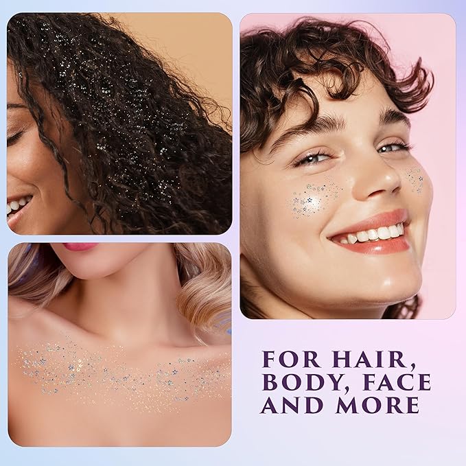Secret of Pharaoh Holographic Chunky Glitter Gel for Face, Body, Hair - Pink Passion | Vibrant Colores, Festival and Party Makeup - Versatile and Long-Lasting Dazzling and Shimmering Effect